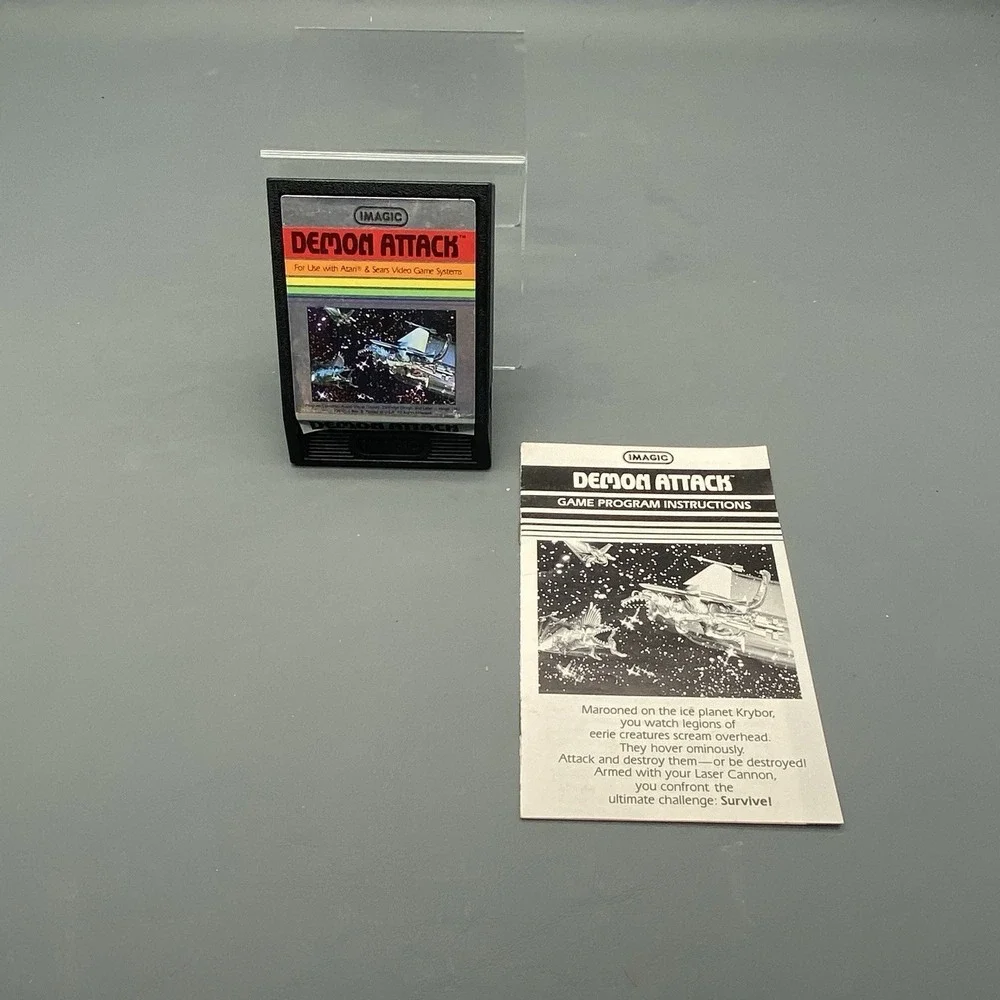 Demon Attack (Atari 2600, 1982) Box, Cartridge, Instructions